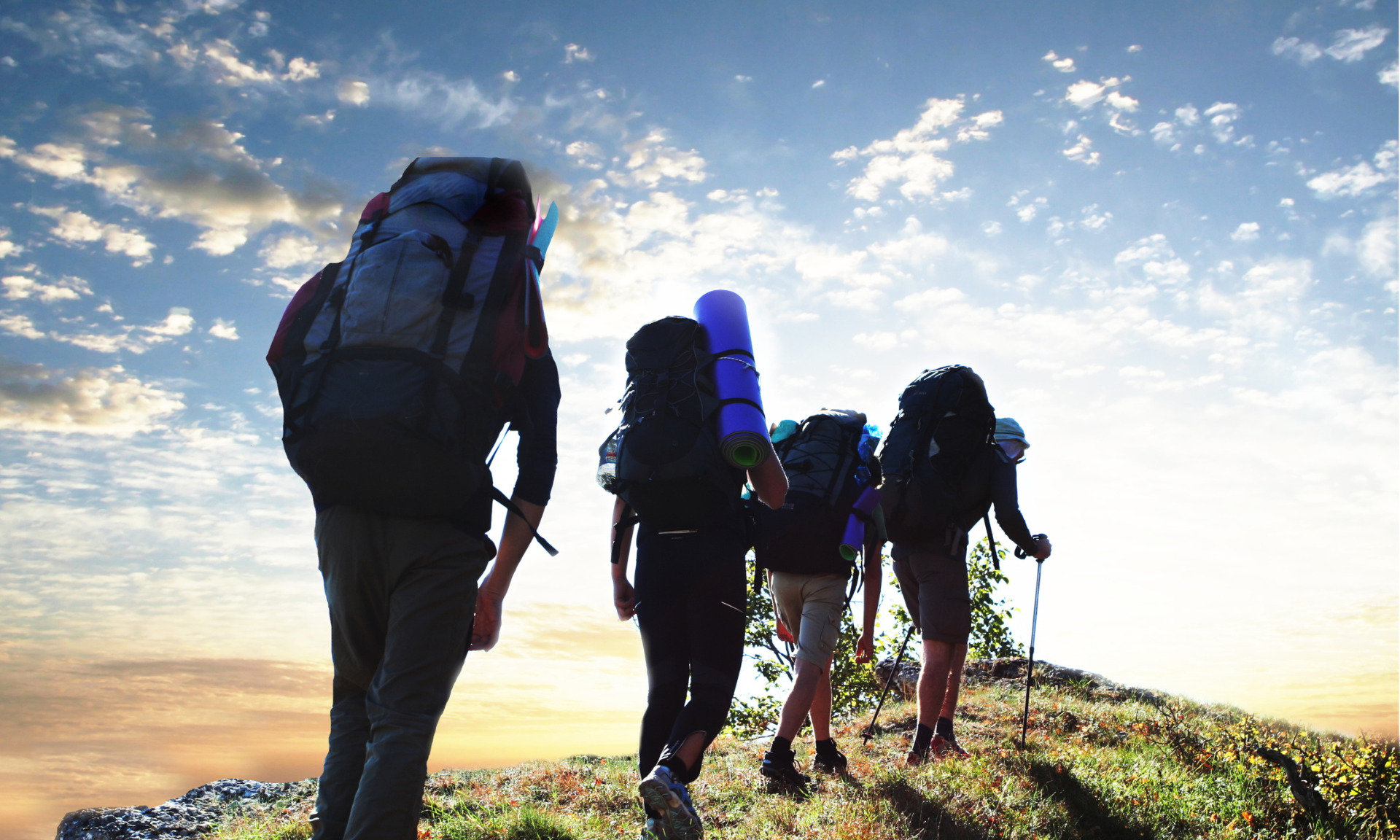 un groupe qui monte dans une montagne