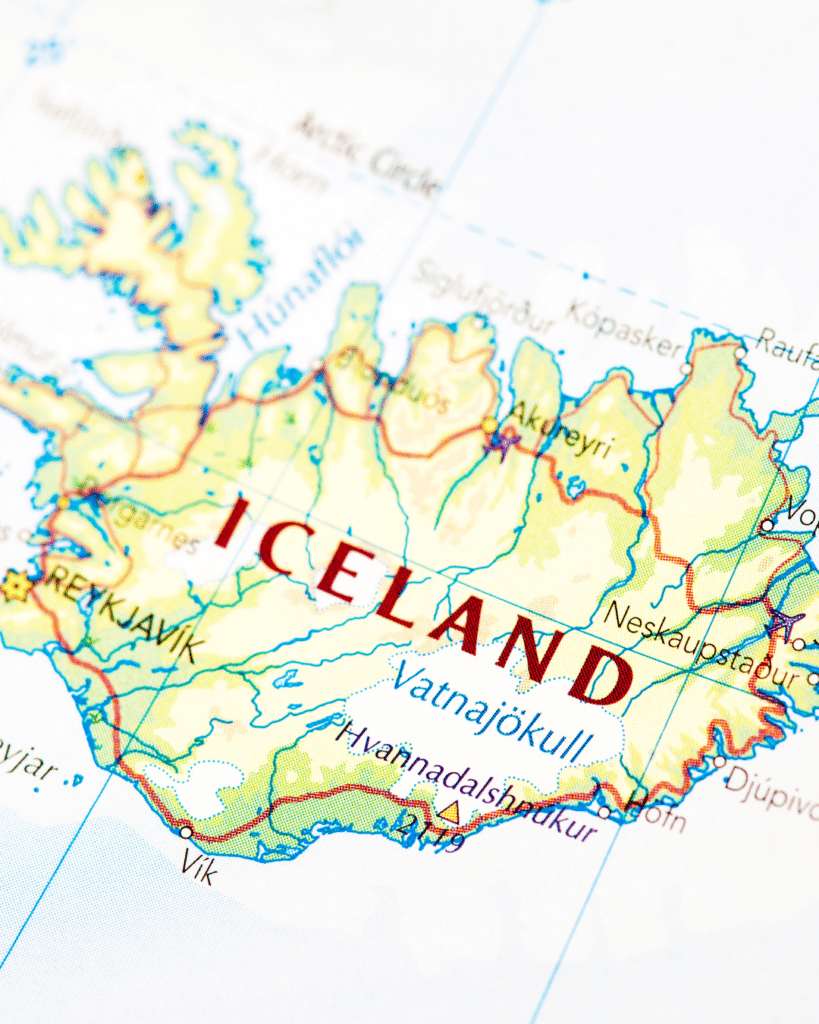 Carte de l'Islande