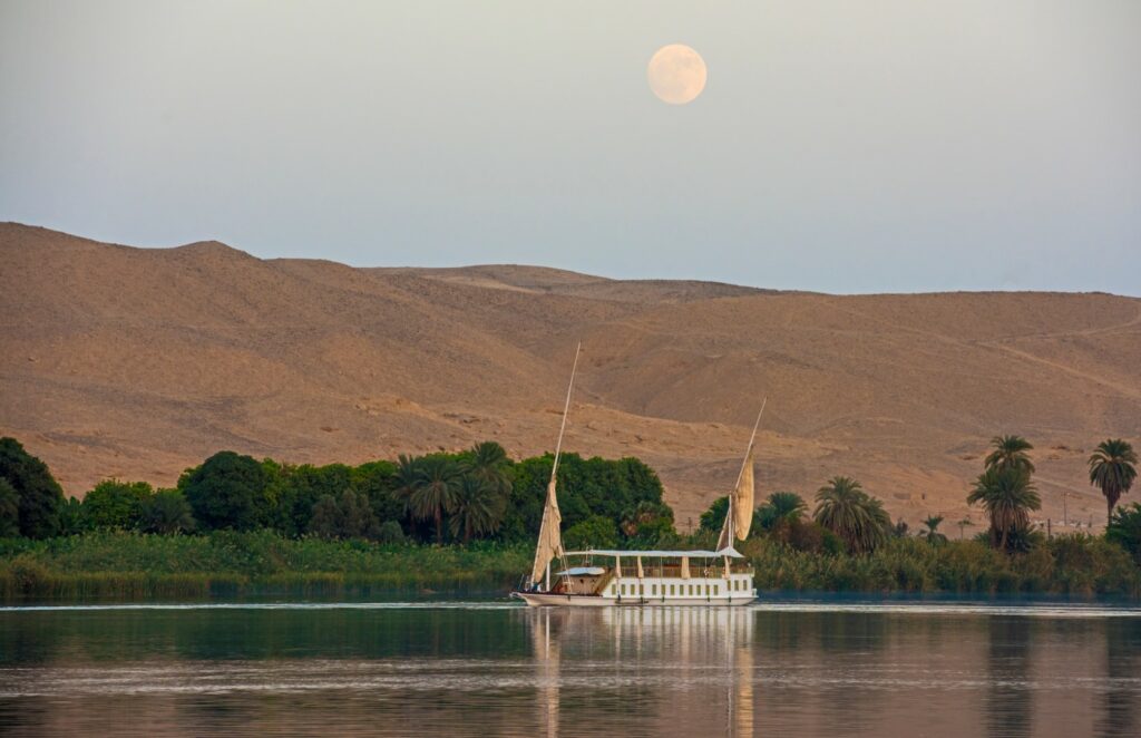 Dahabeya river boat sailing on Nile