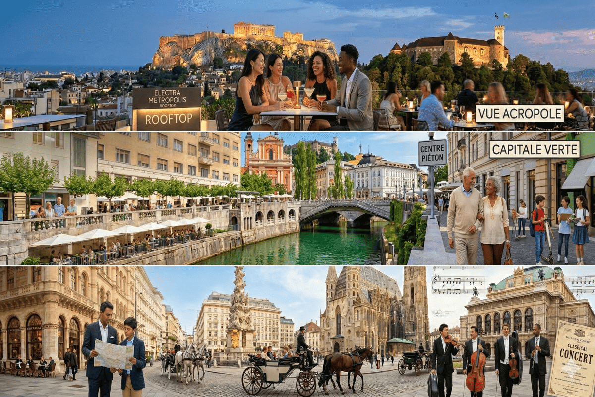 Partir en week end depuis la Suisse vers Athènes en Grèce, Vienne en Autriche ou Ljubljana en Slovénie