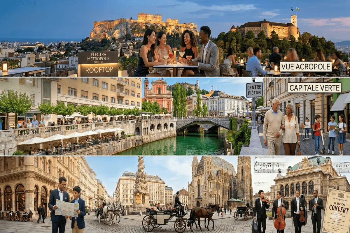 Athènes, Grèce Vienne, Autriche Ljubljana, Slovénie Partir en week end depuis la Suisse vers Athènes en Grèce, Vienne en Autriche ou Ljubljana en Slovénie