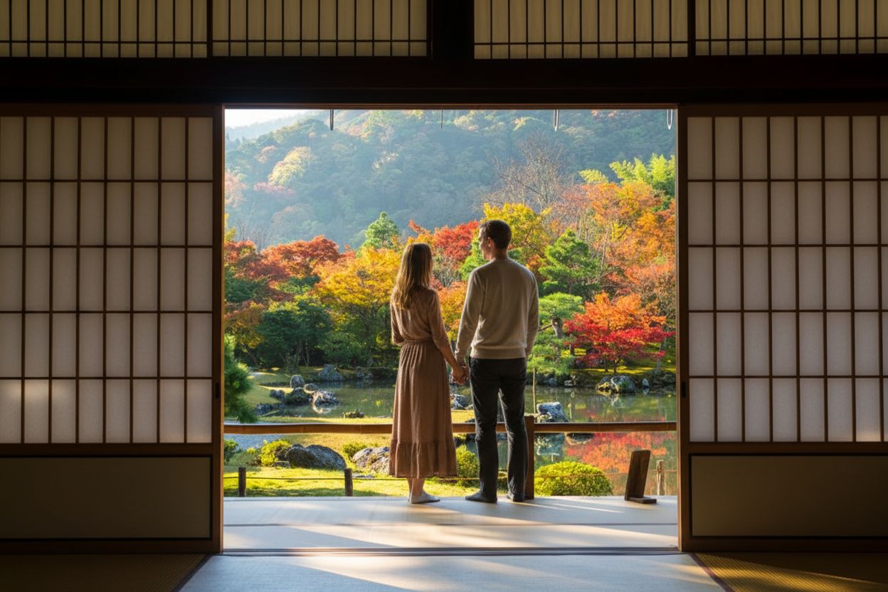 couple en voyage de noces dans un ryokan japonnais