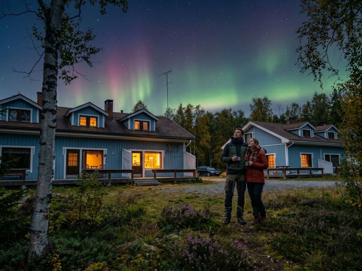 Hotel Gold Digger's Timber en Laponie en été