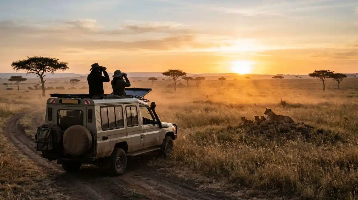 L'aube dans la savane africaine